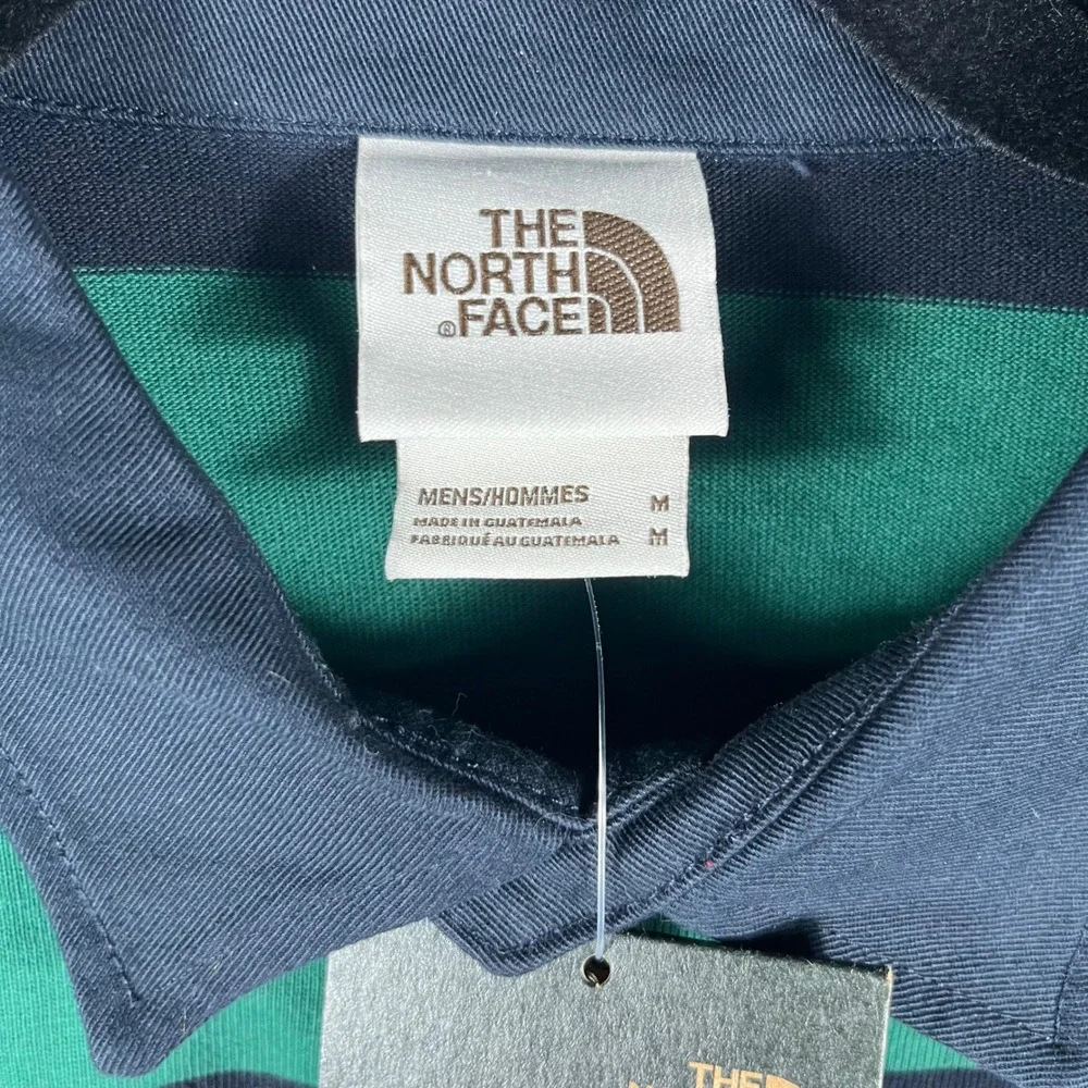 The North Face Berk Rugby Shirt Mens Size M Navy Green Striped NF0A4QPPSA4-M